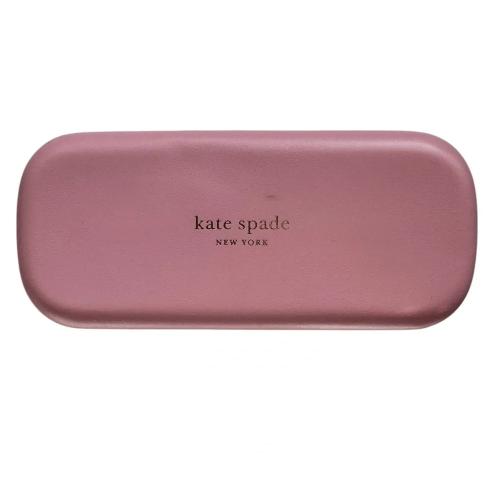 Kate Spade Pink and Green Hard Sunglasses Case with Cleaning Cloth